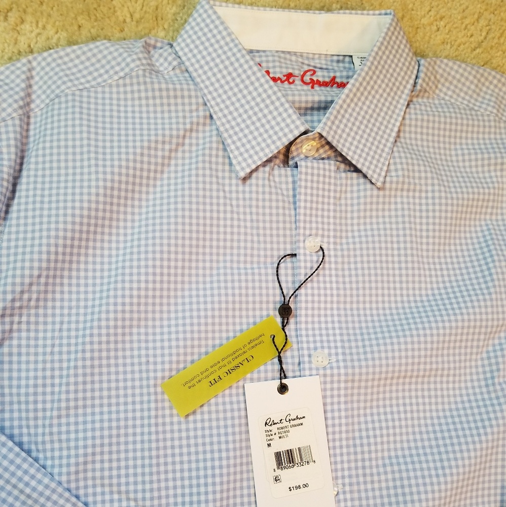 New robert graham checkered dress shirt size m